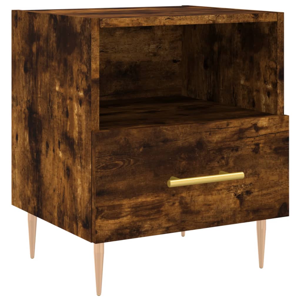sengebord 40x35x47,5 cm konstrueret træ røget egetræ