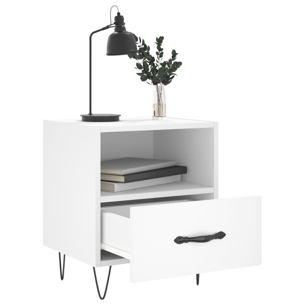 sengebord 40x35x47,5 cm konstrueret træ hvid