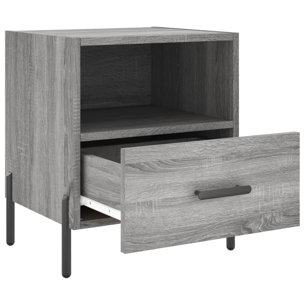 sengeborde 2 stk. 40x35x47,5 cm konstrueret træ grå sonoma-eg