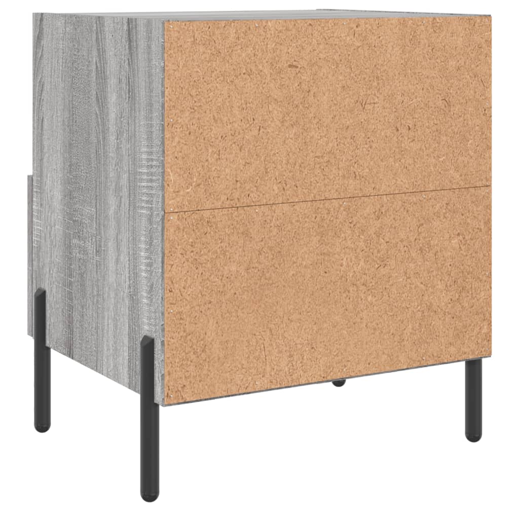 sengeborde 2 stk. 40x35x47,5 cm konstrueret træ grå sonoma-eg