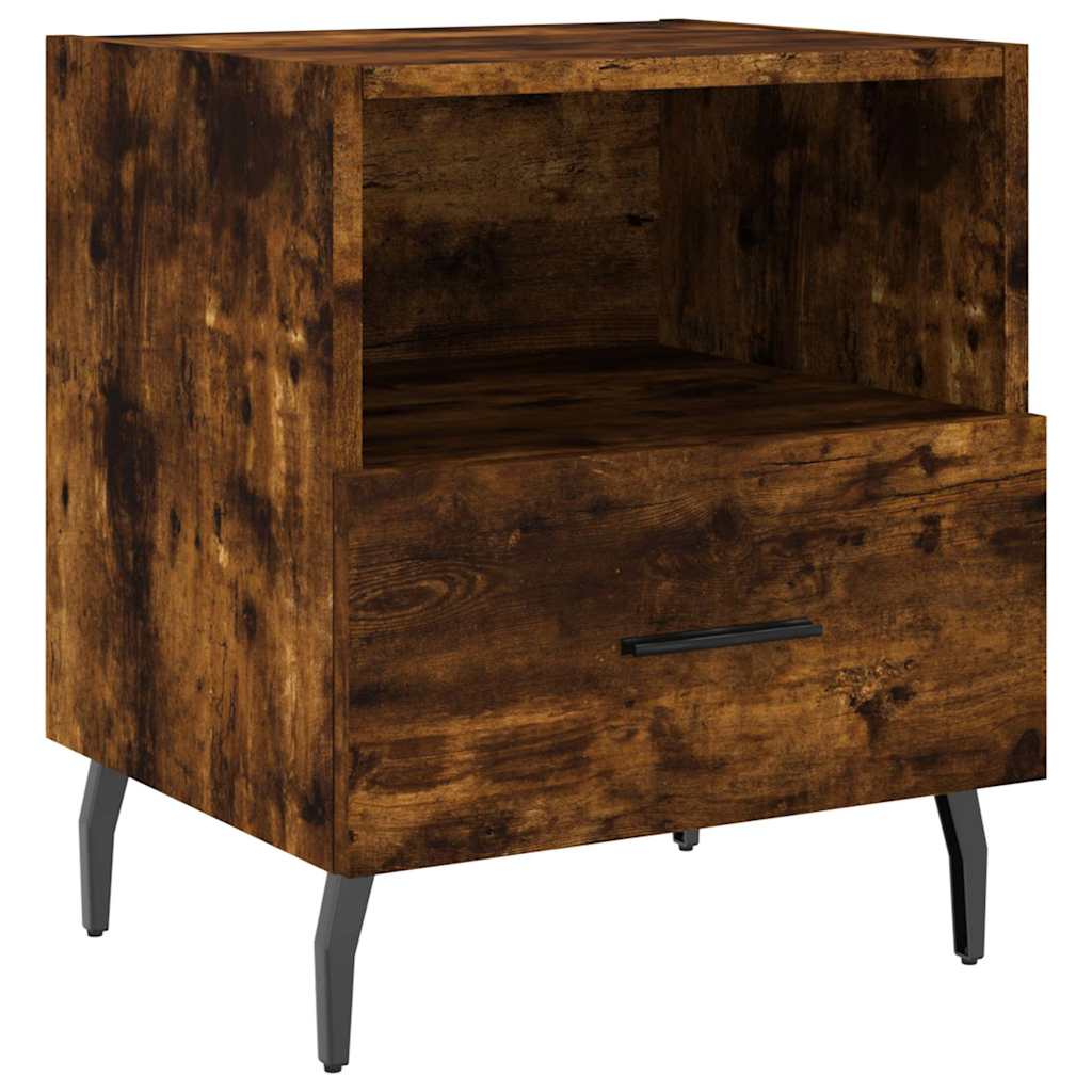 sengeborde 2 stk. 40x35x47,5 cm konstrueret træ røget egetræ