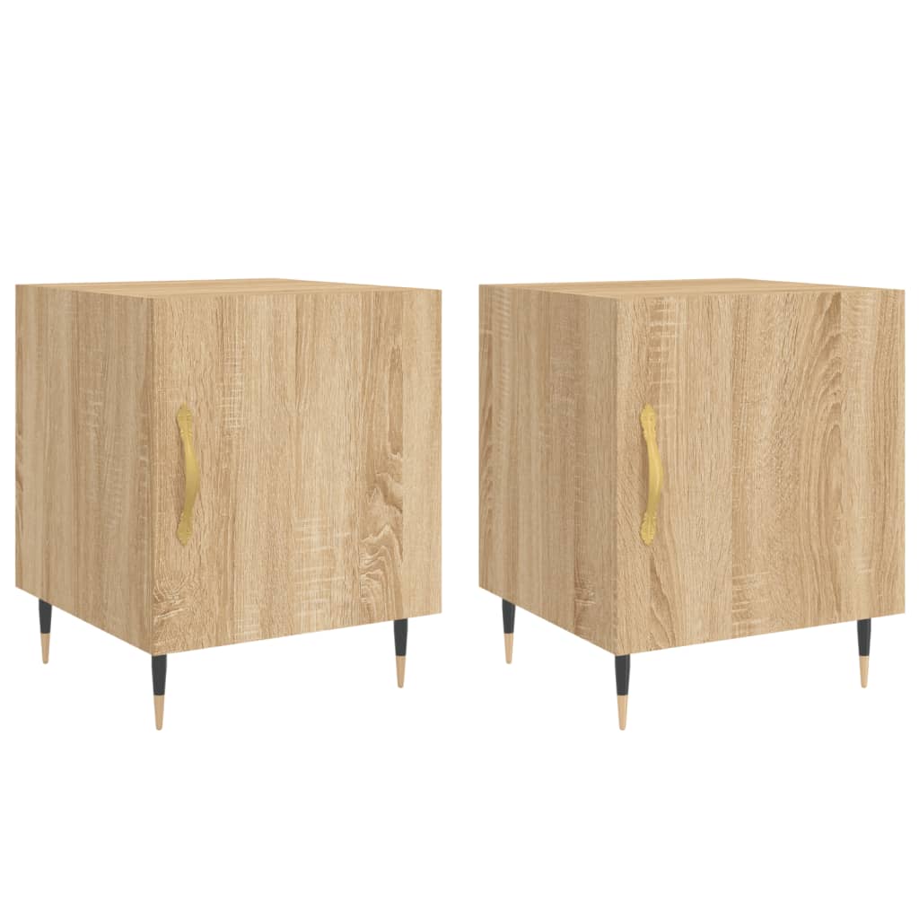 sengeborde 2 stk. 40x40x50 cm konstrueret træ sonoma-eg