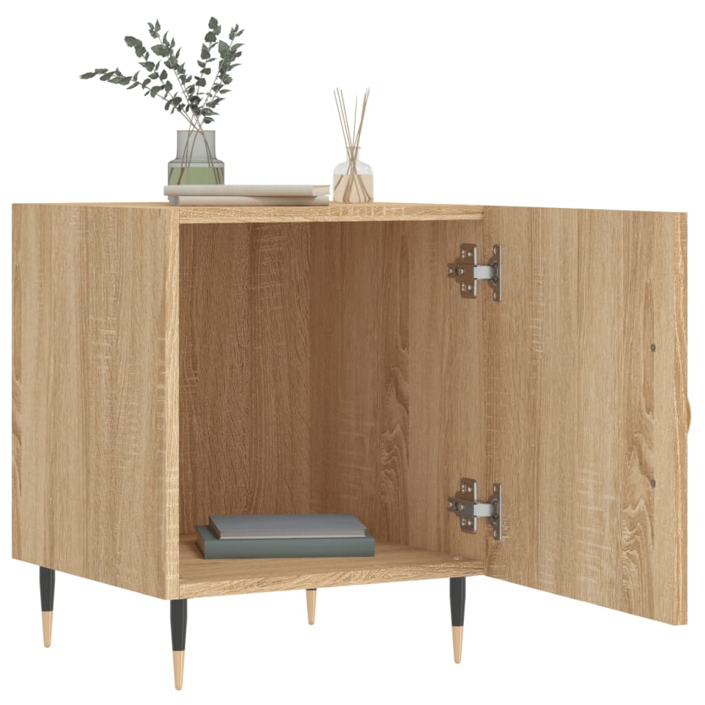 sengeborde 2 stk. 40x40x50 cm konstrueret træ sonoma-eg