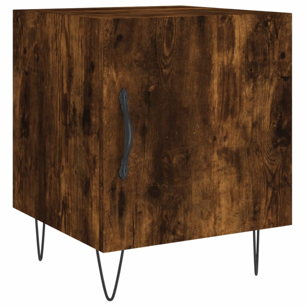 sengeborde 2 stk. 40x40x50 cm konstrueret træ røget egetræ