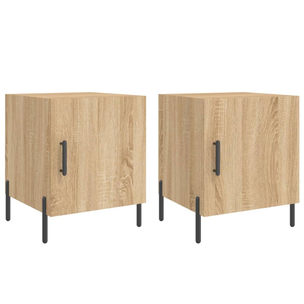 sengeborde 2 stk. 40x40x50 cm konstrueret træ sonoma-eg