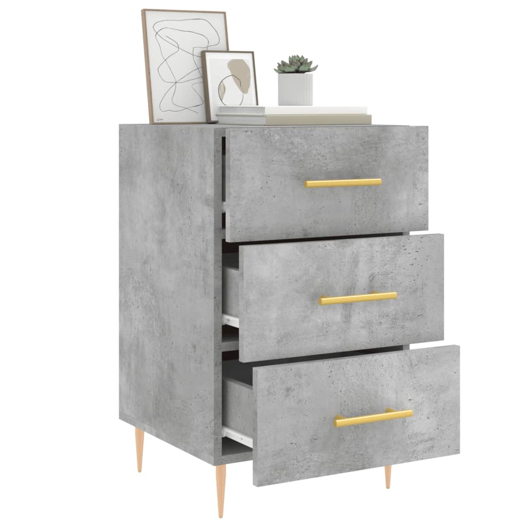 sengebord 40x40x66 cm konstrueret træ betongrå