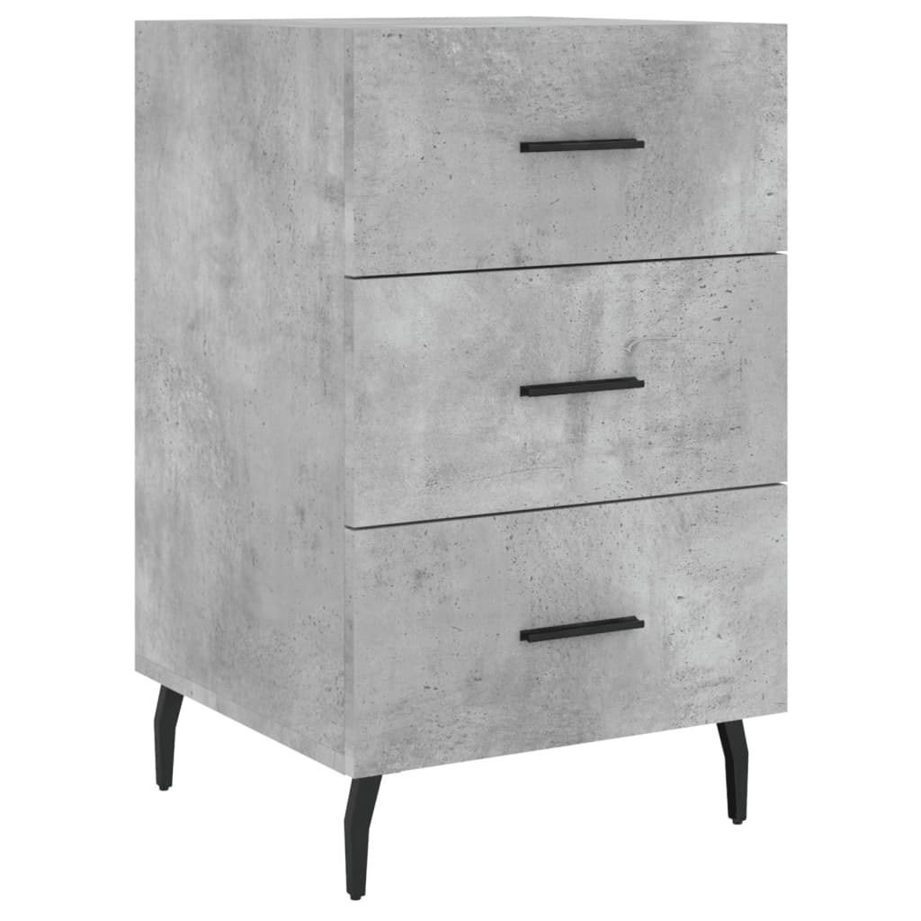 sengebord 40x40x66 cm konstrueret træ betongrå