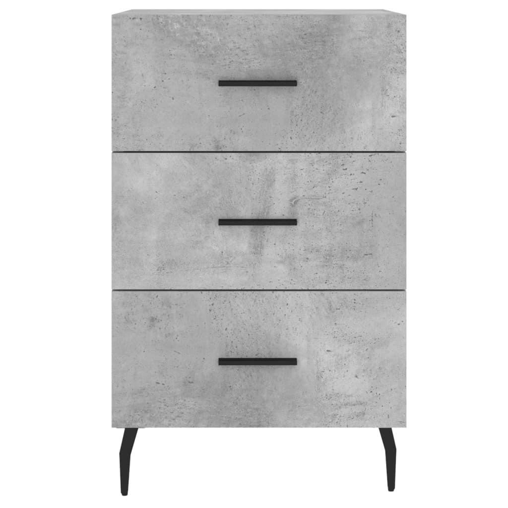 sengebord 40x40x66 cm konstrueret træ betongrå