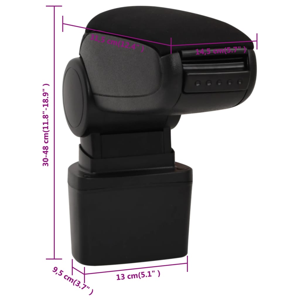 bilarmlæn til NISSAN JUKE (efter 2010) sort 14,5x31,5x(30-48) cm ABS