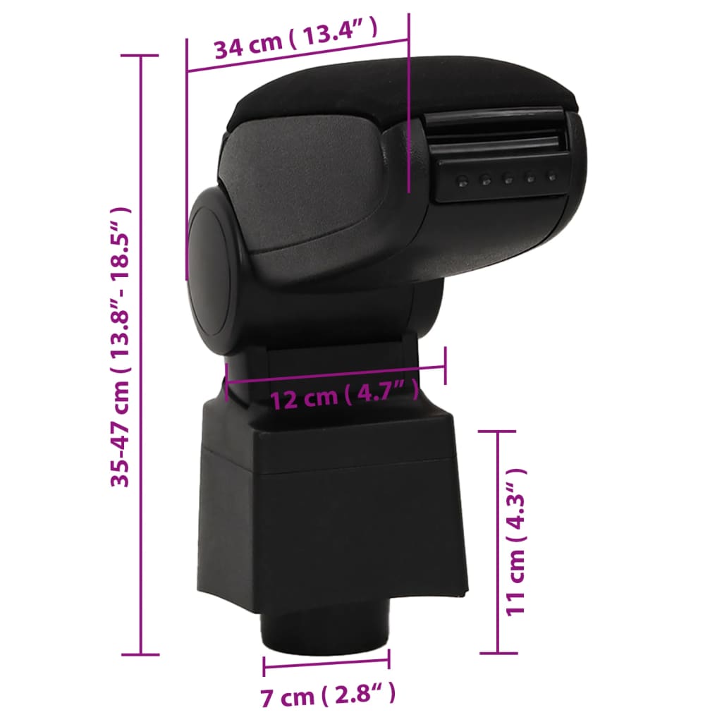 armlæn til VW POLO 6R/6C (2009-2017) sort 12x34x(35-47) cm ABS