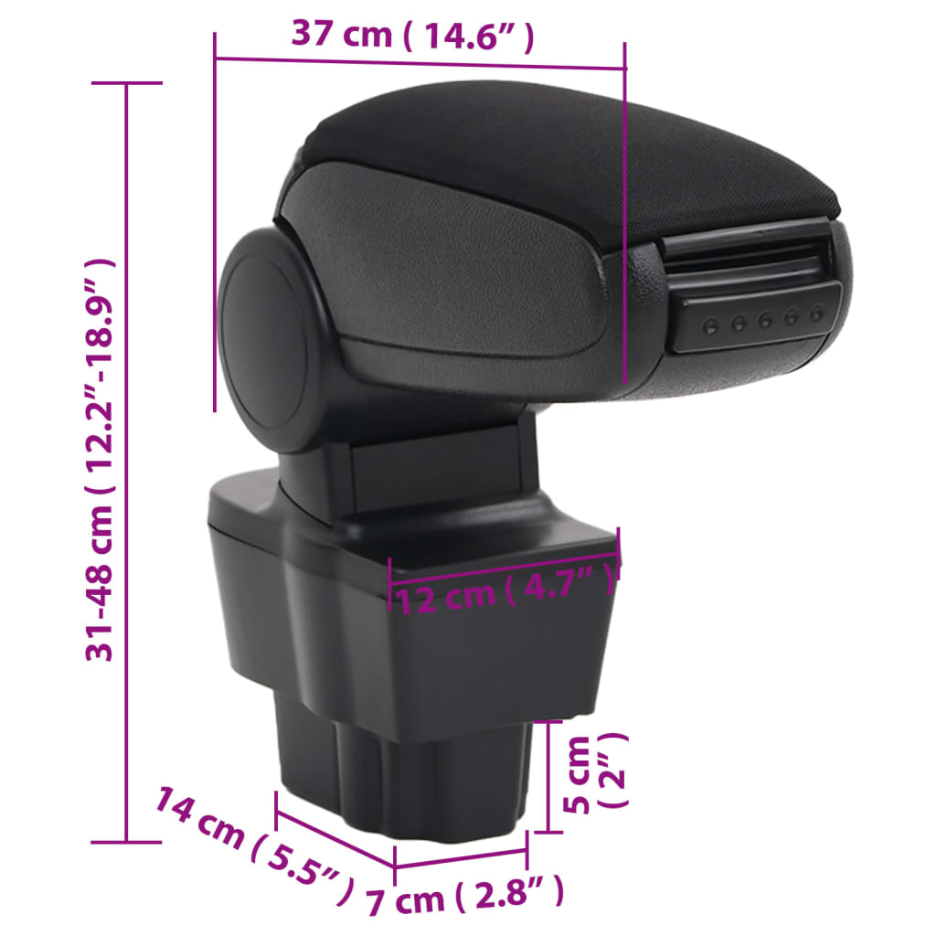 bilarmlæn til OPEL CORSA D (2007-2014) sort 12x37x(31-48) cm ABS