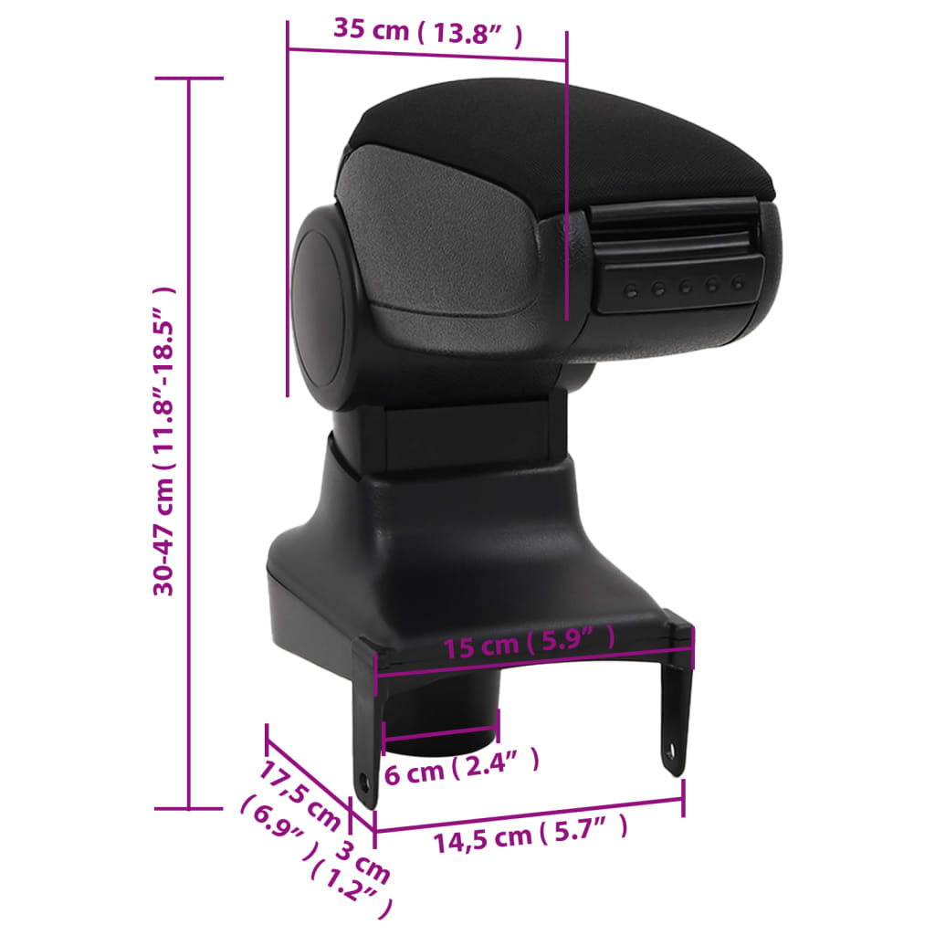 bilarmlæn til RENAULT CLIO LHD MK4 (2013) Sort 15x35x(30-47) cm ABS