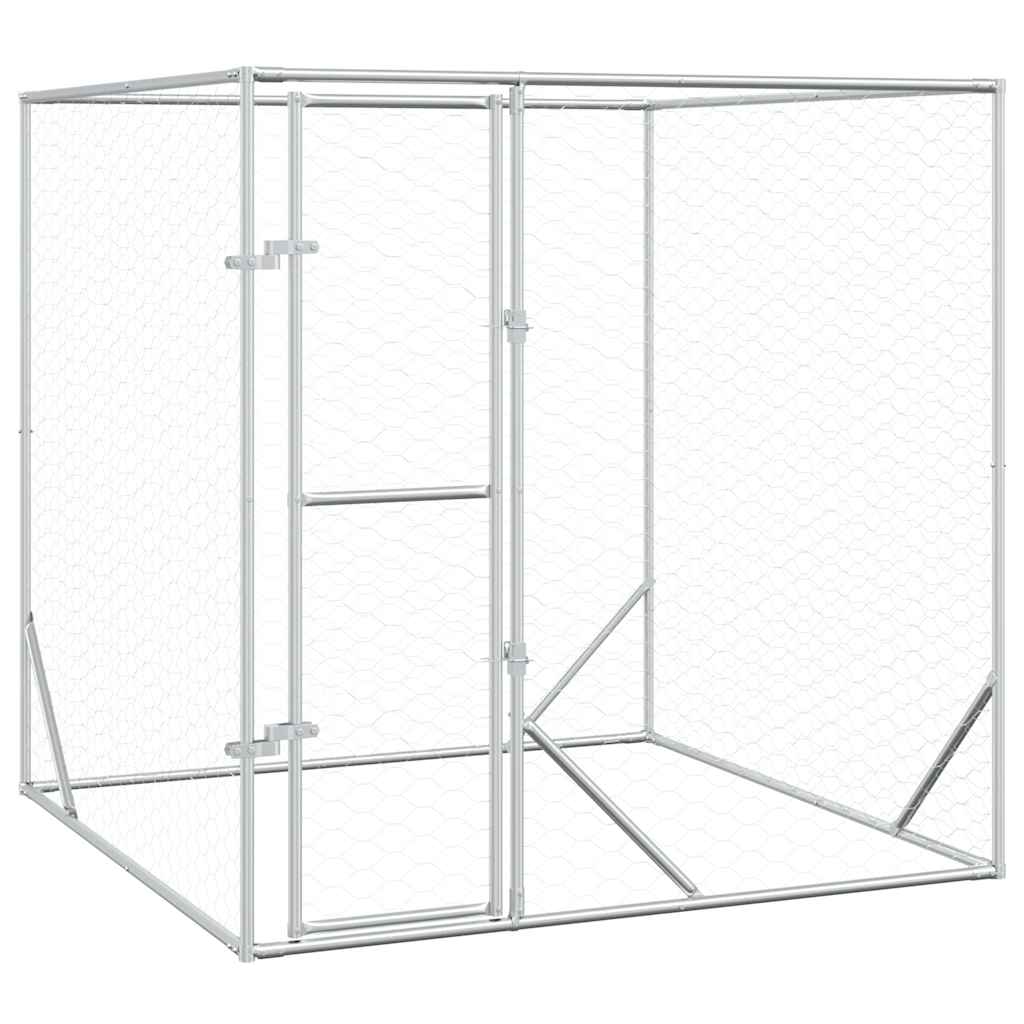 udendørs hundegård 2x2x2 m galvaniseret stål sølvfarvet