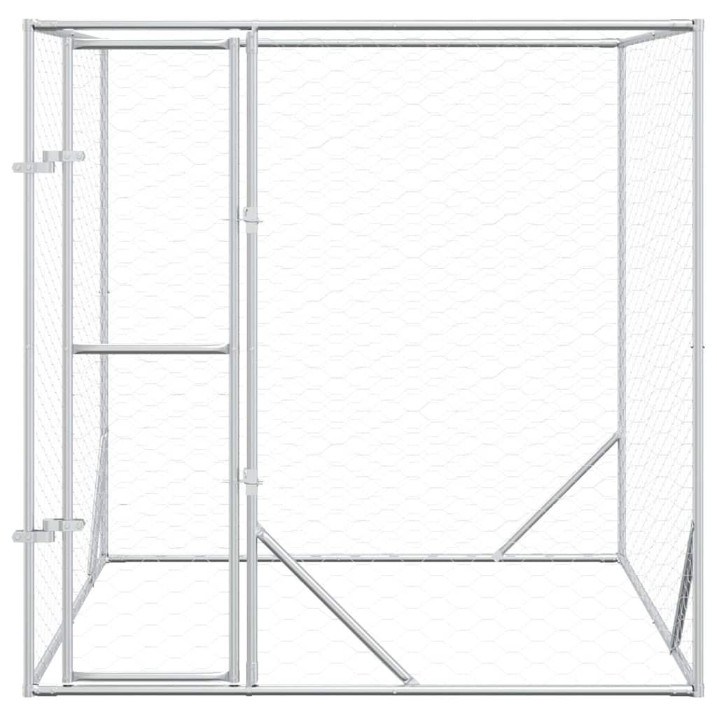 udendørs hundegård 2x2x2 m galvaniseret stål sølvfarvet