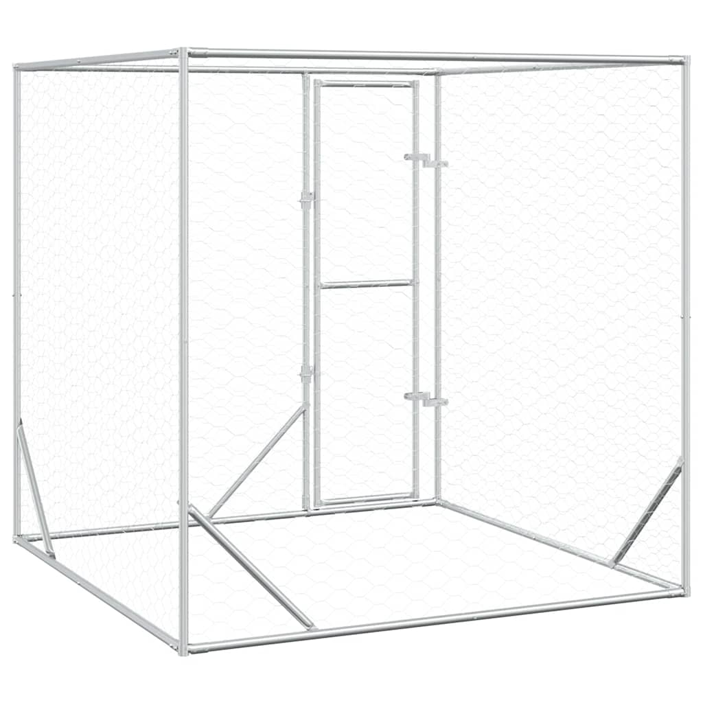 udendørs hundegård 2x2x2 m galvaniseret stål sølvfarvet