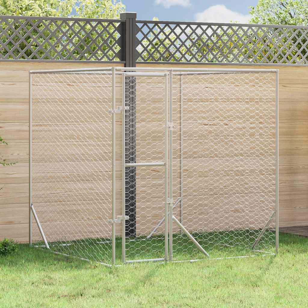 udendørs hundegård 2x2x2 m galvaniseret stål sølvfarvet