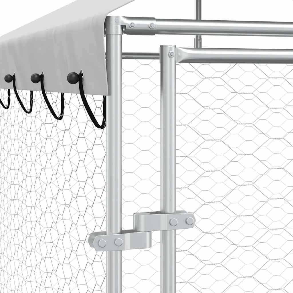 udendørs hundegård med tag 2x2x2,5 m galvaniseret stål sølv