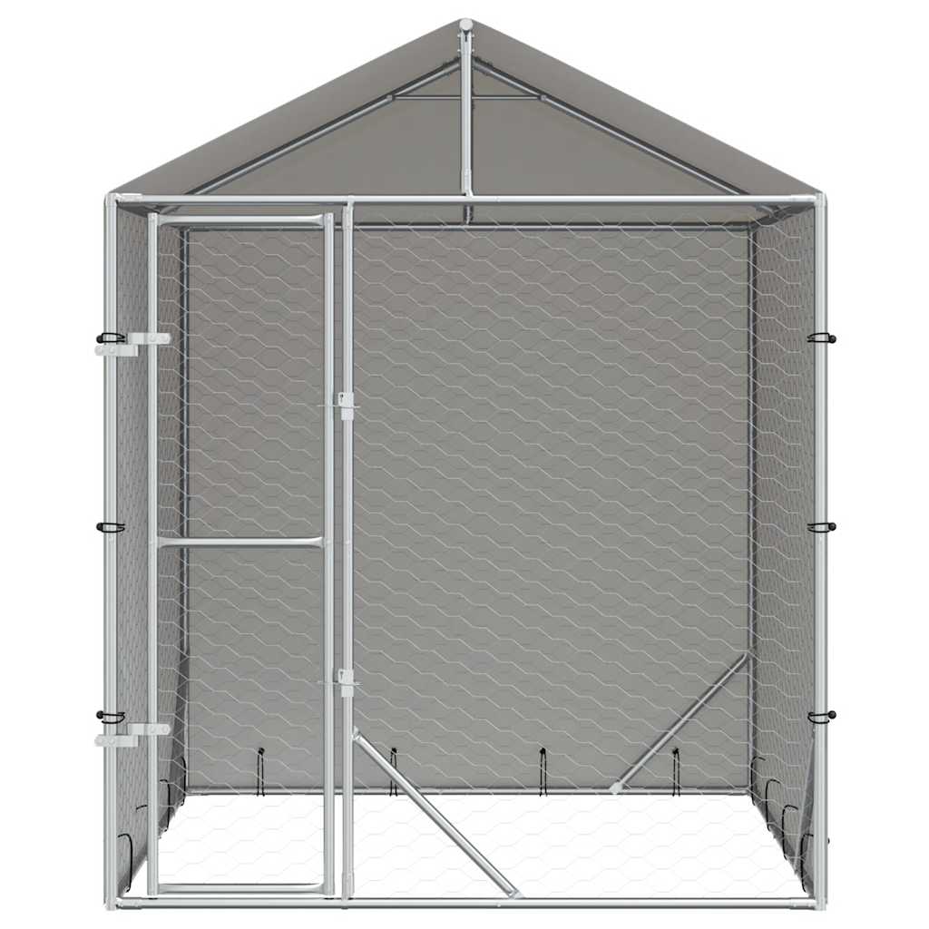 udendørs hundegård med tag 2x2x2,5 m galvaniseret stål sølv