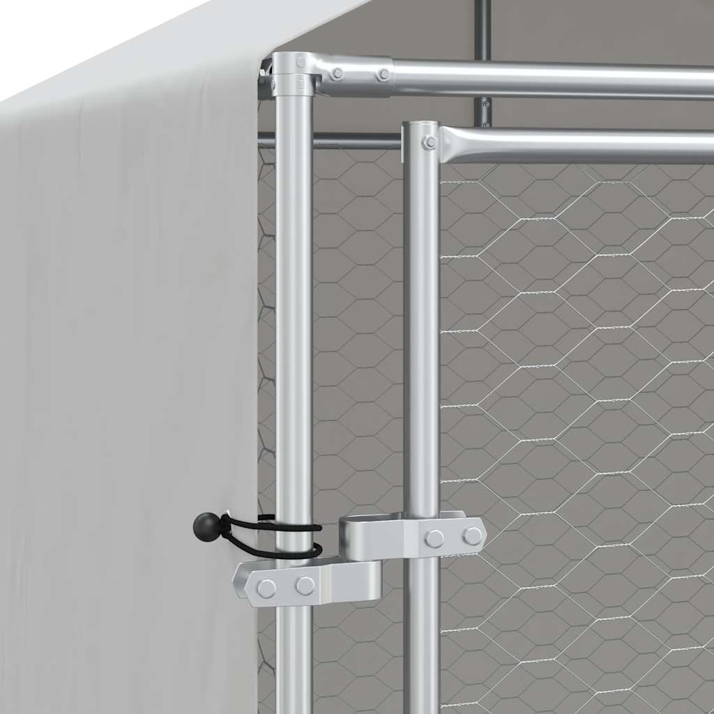udendørs hundegård med tag 2x2x2,5 m galvaniseret stål sølv