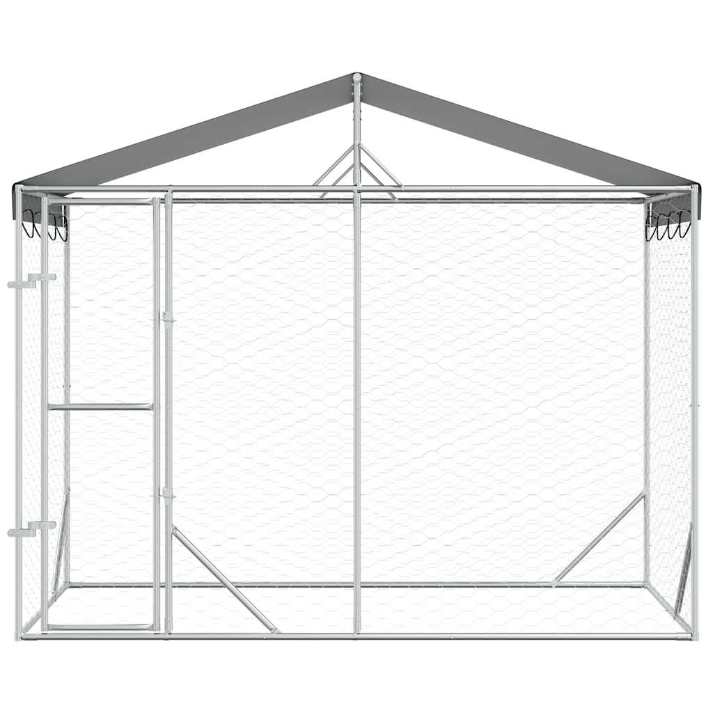 udendørs hundegård med tag 3x1,5x2,5 m galvaniseret stål sølv