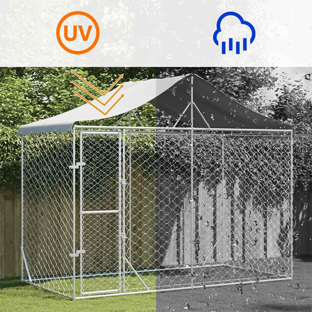 udendørs hundegård med tag 3x1,5x2,5 m galvaniseret stål sølv