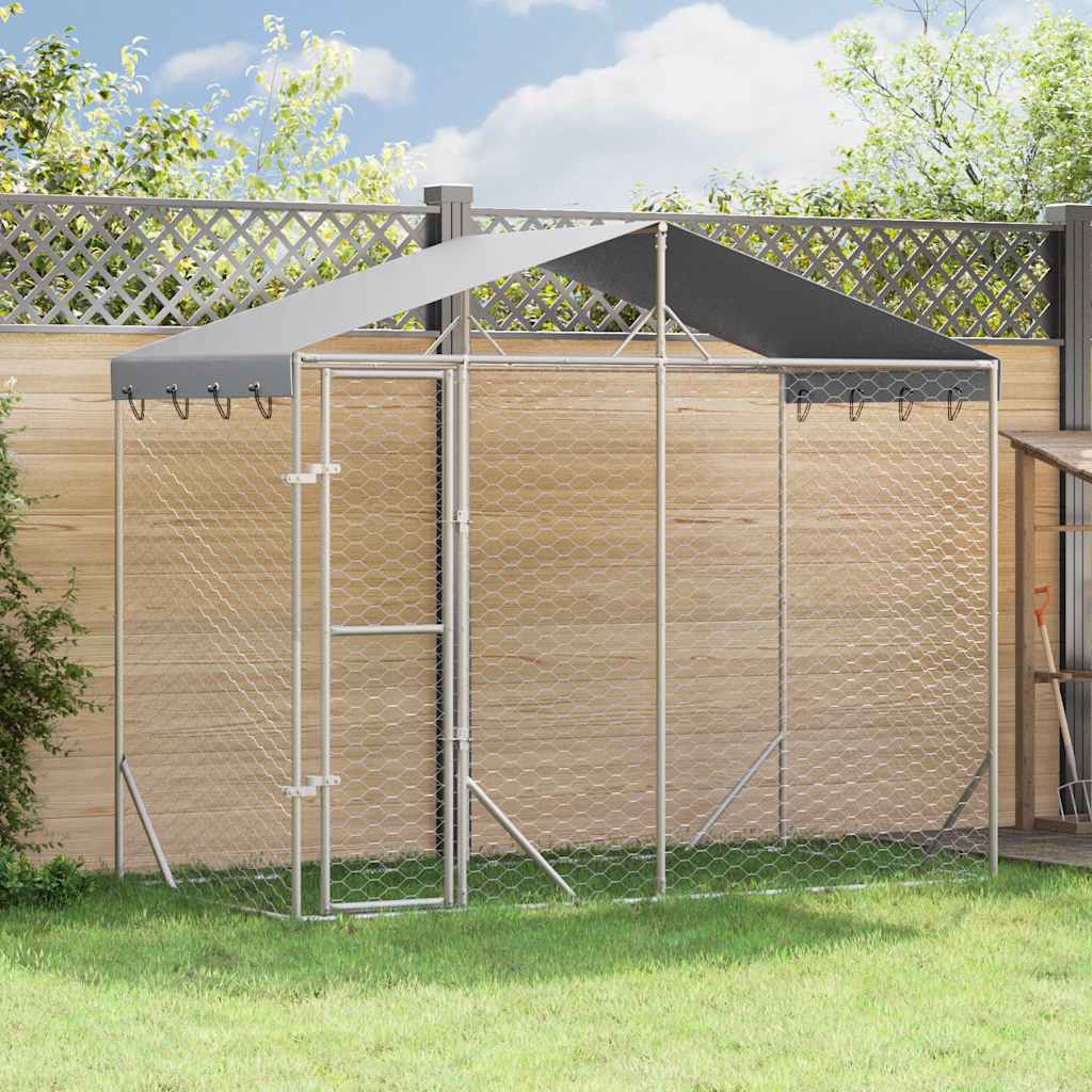 udendørs hundegård med tag 3x1,5x2,5 m galvaniseret stål sølv