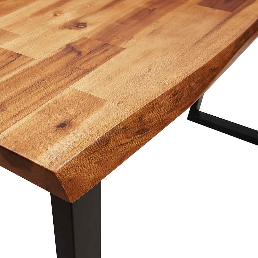 konsolbord med naturlig kant 110x35x80 cm massivt akacietræ