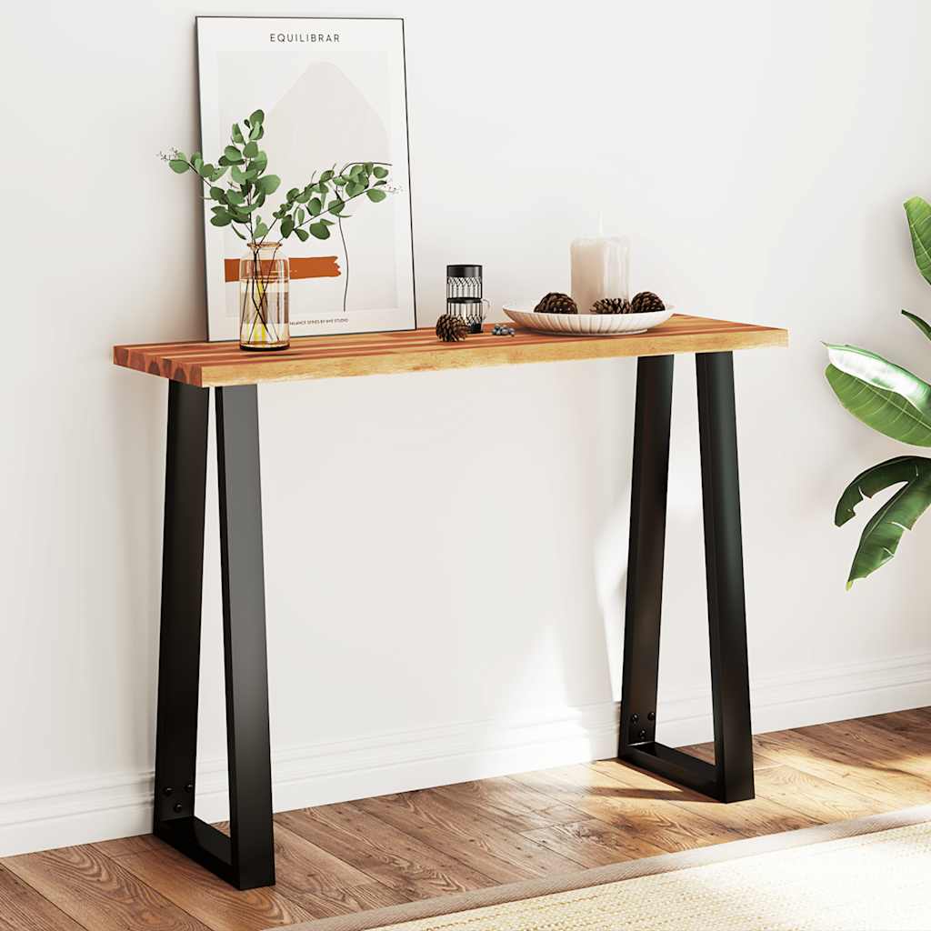 konsolbord med naturlig kant 110x35x80 cm massivt akacietræ
