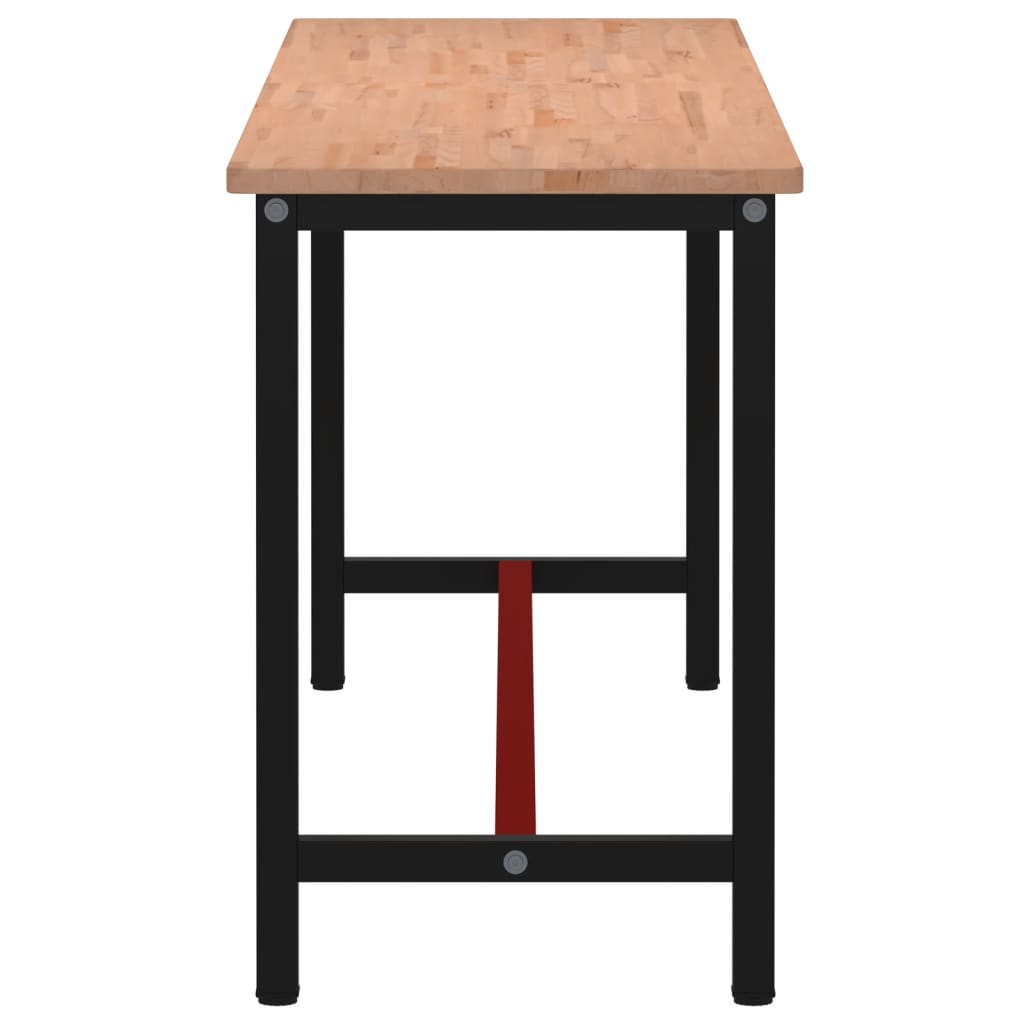 arbejdsbænk 220x55x81,5 cm massivt bøgetræ og metal