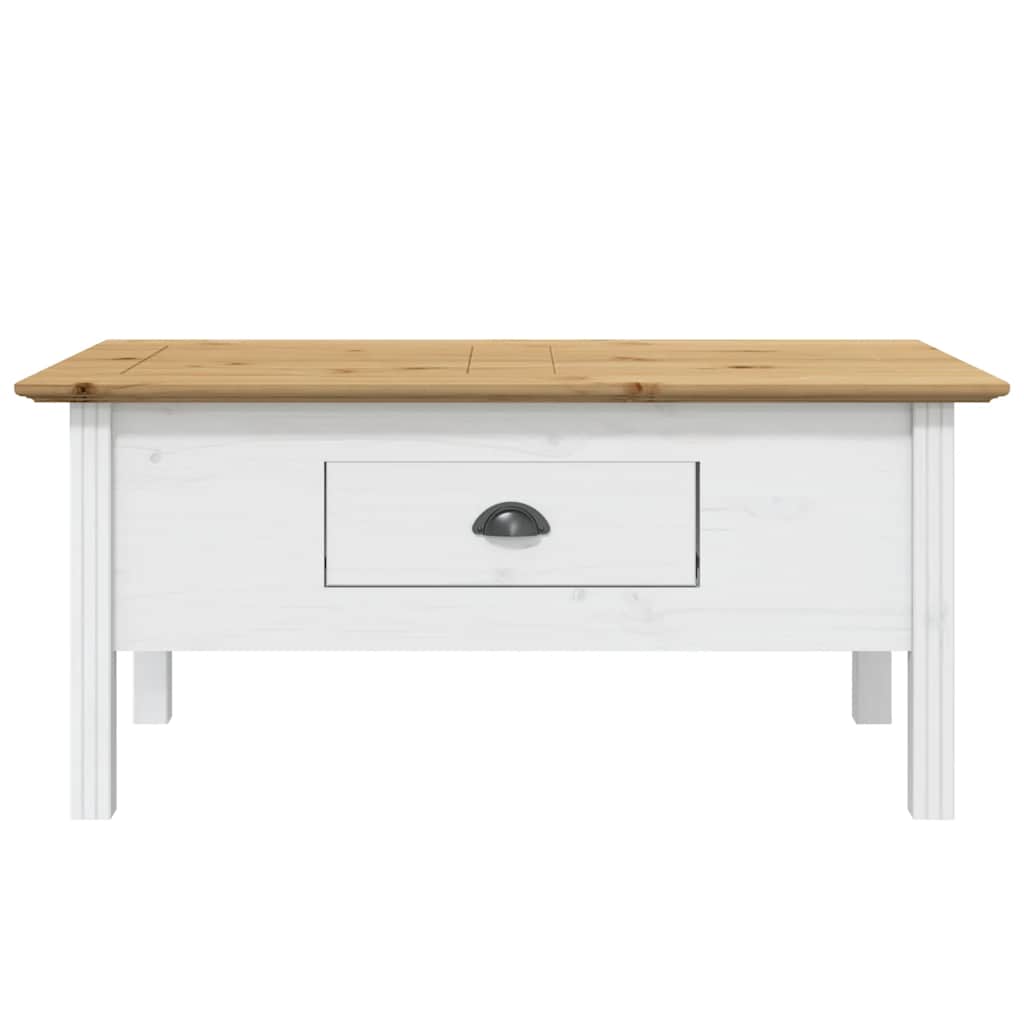 sofabord BODO 100x55x46 cm massivt fyrretræ hvid og brun