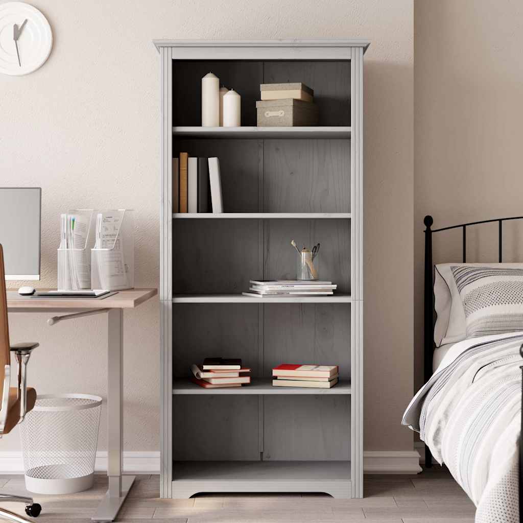 bogreol BODO 5 hylder 82x40x173 cm massivt fyrretræ grå