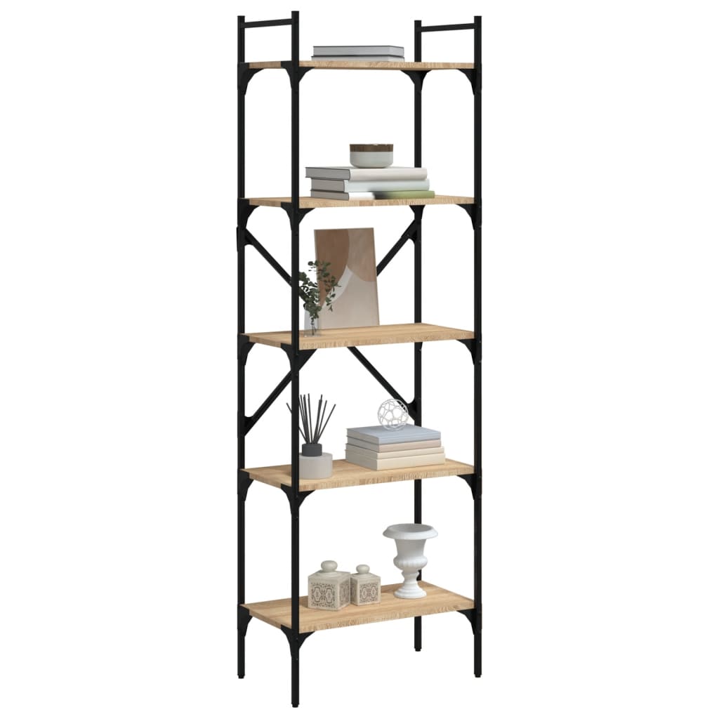 bogreol med 5 hylder 56x31,5x174 cm konstrueret træ sonoma-eg