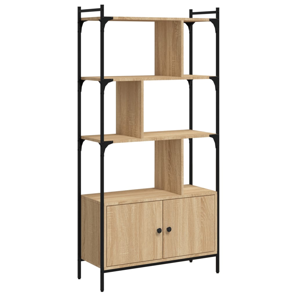 reol med låger Sonoma eg 76,5x30x154,5 cm konstrueret træ