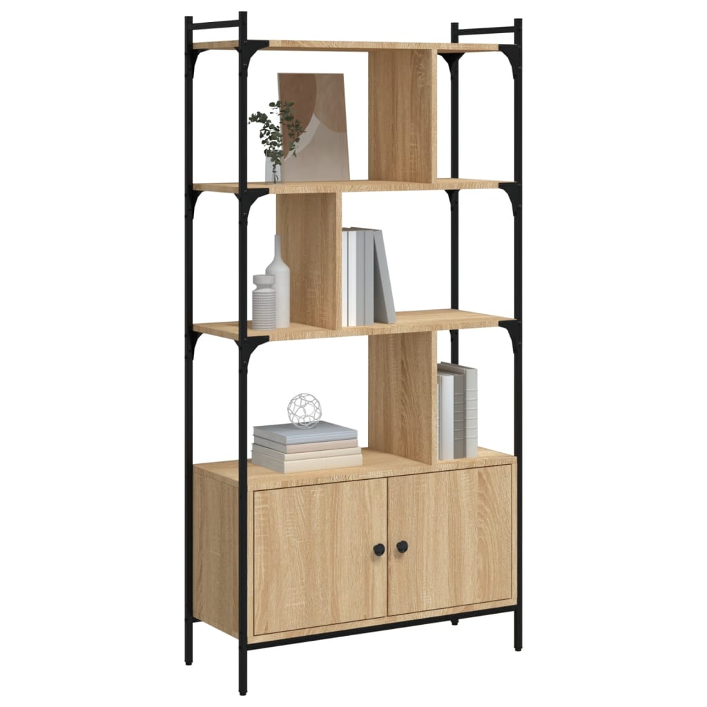 reol med låger Sonoma eg 76,5x30x154,5 cm konstrueret træ