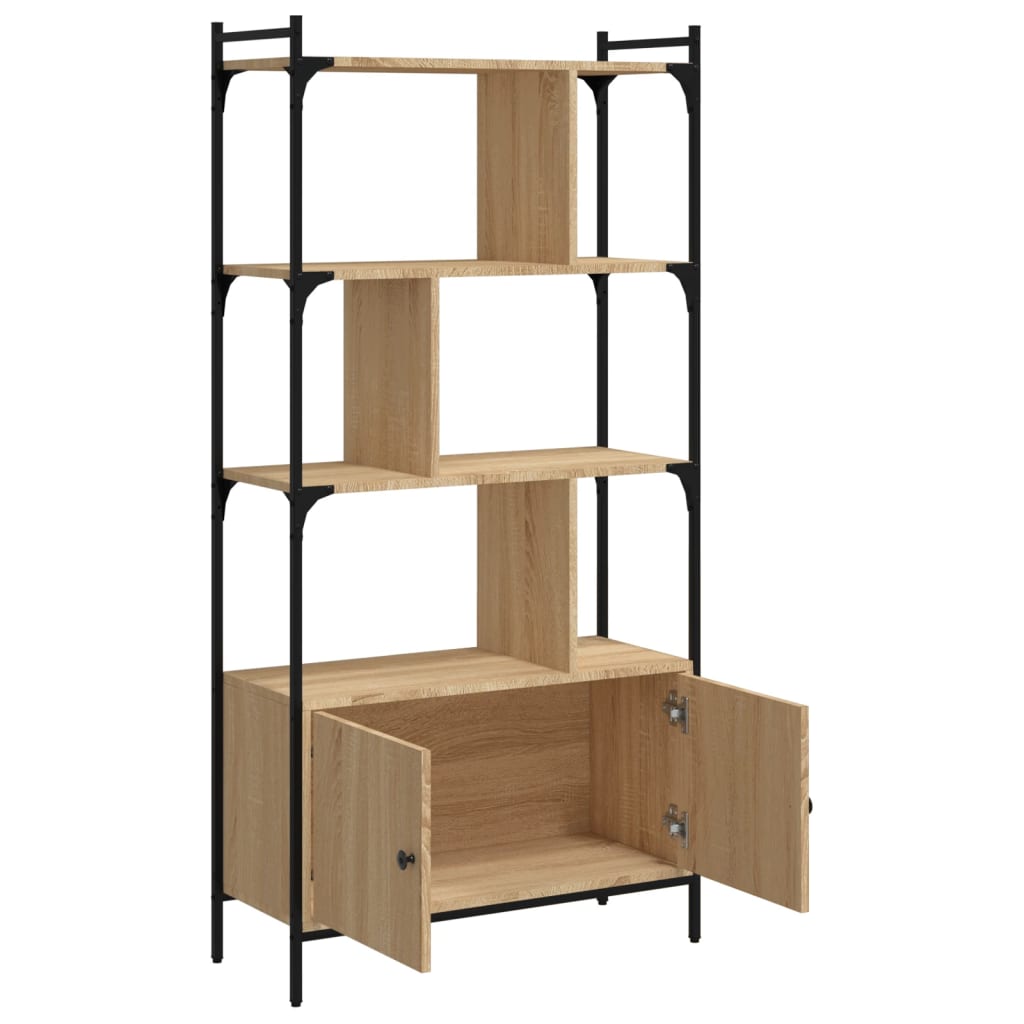reol med låger Sonoma eg 76,5x30x154,5 cm konstrueret træ