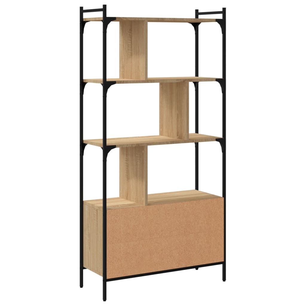 reol med låger Sonoma eg 76,5x30x154,5 cm konstrueret træ