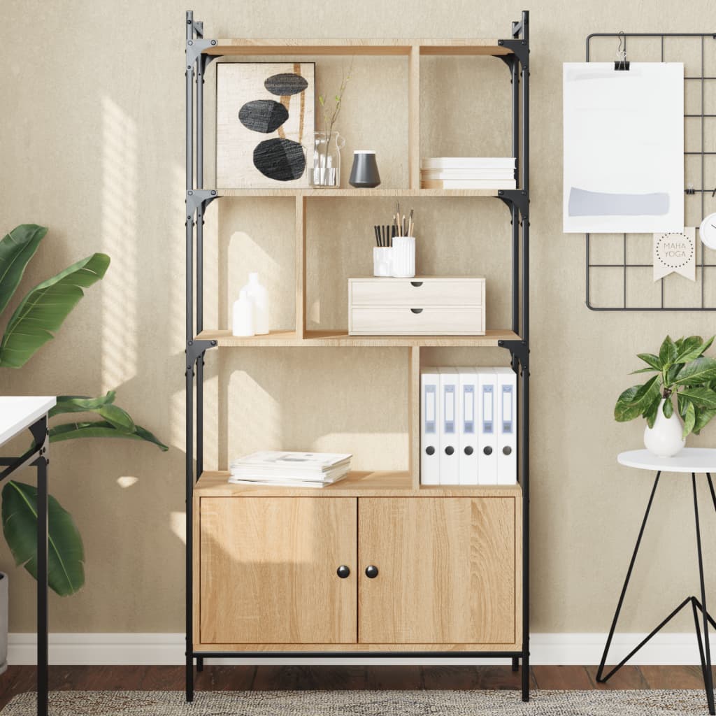 reol med låger Sonoma eg 76,5x30x154,5 cm konstrueret træ