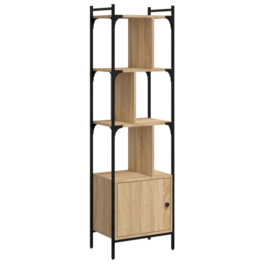 bogreol med låge 44,5x30x154,5 cm konstrueret træ sonoma-eg