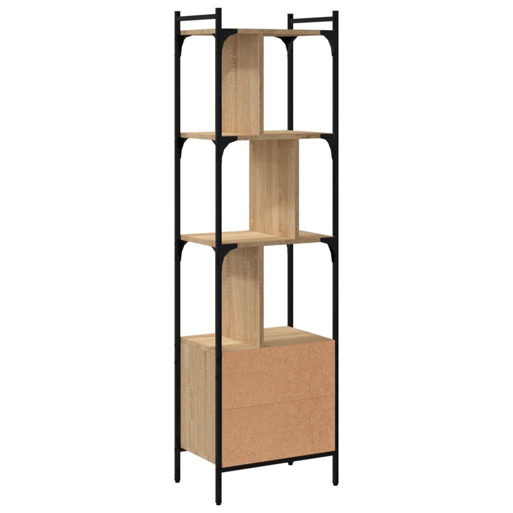 bogreol med låge 44,5x30x154,5 cm konstrueret træ sonoma-eg