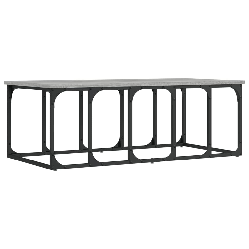 sofabord 100x50x35,5 cm konstrueret træ grå sonoma-eg