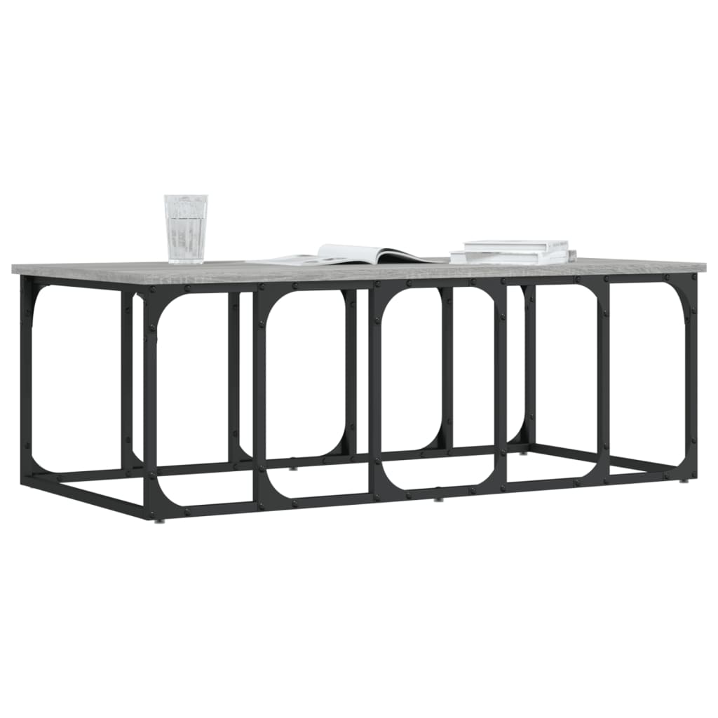sofabord 100x50x35,5 cm konstrueret træ grå sonoma-eg