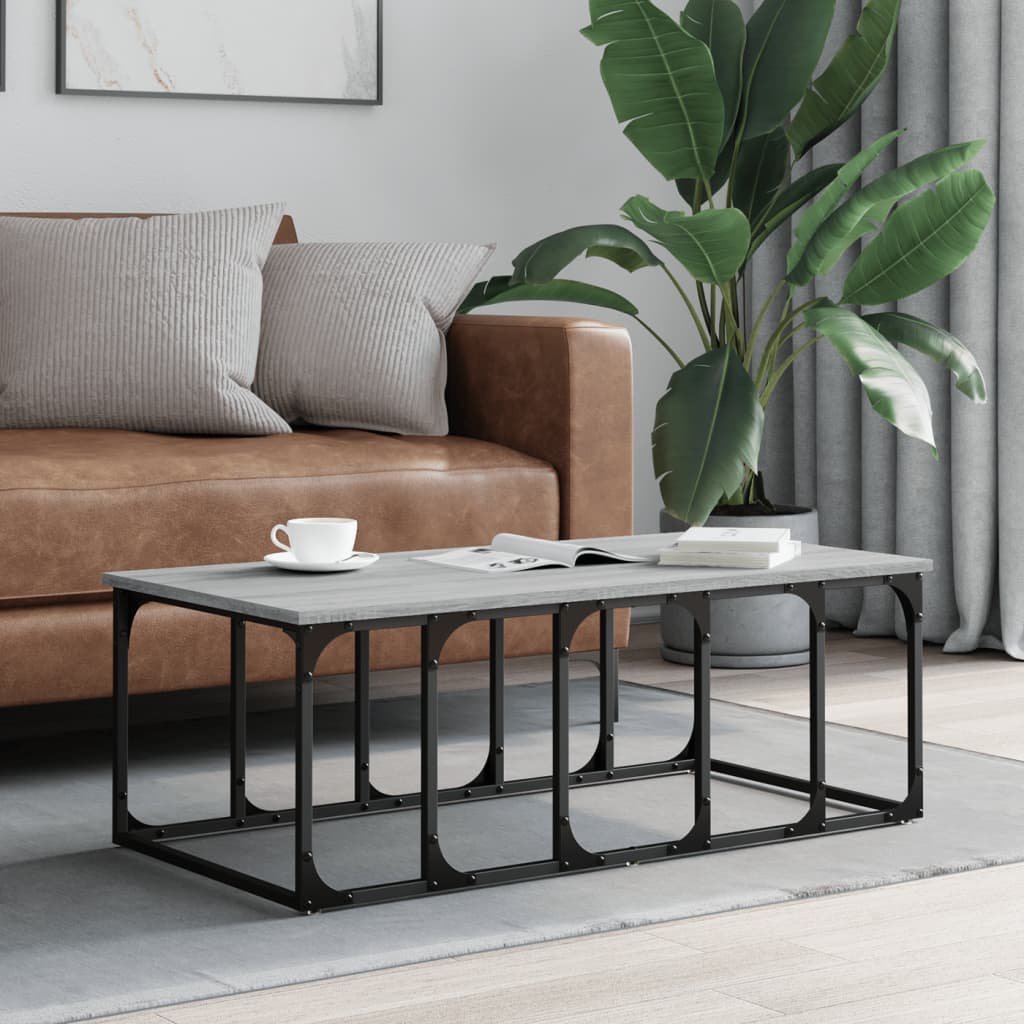 sofabord 100x50x35,5 cm konstrueret træ grå sonoma-eg