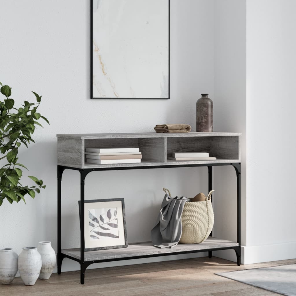 konsolbord 100x30,5x75 cm konstrueret træ grå sonoma-eg