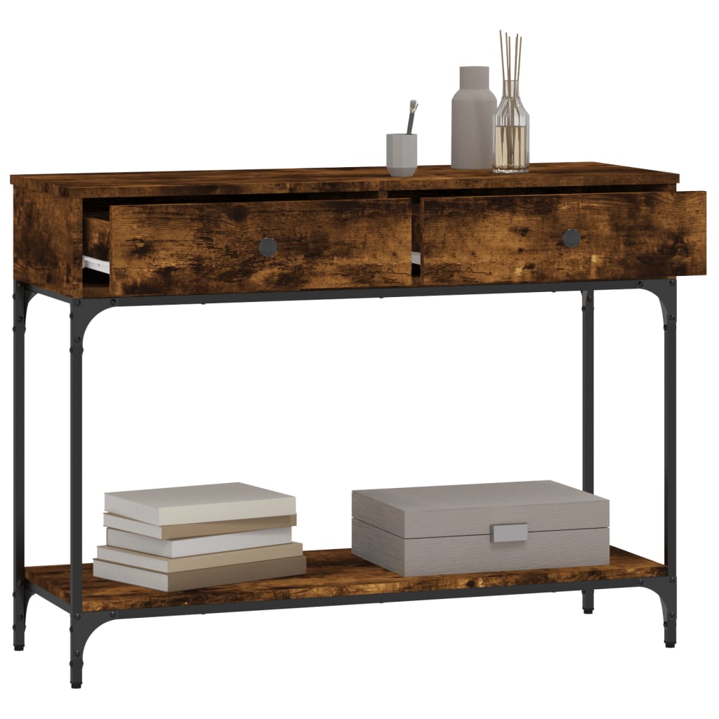 konsolbord 100x34,5x75 cm konstrueret træ røget egetræsfarve