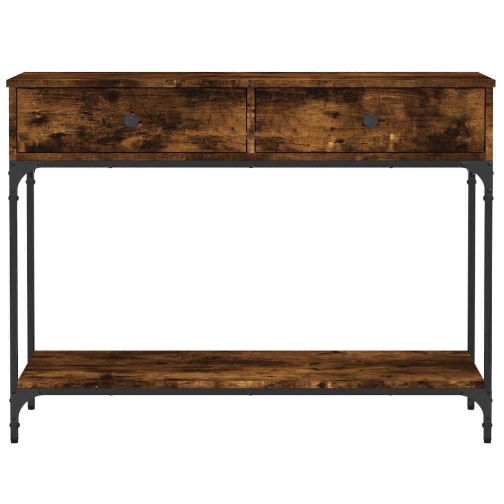 konsolbord 100x34,5x75 cm konstrueret træ røget egetræsfarve