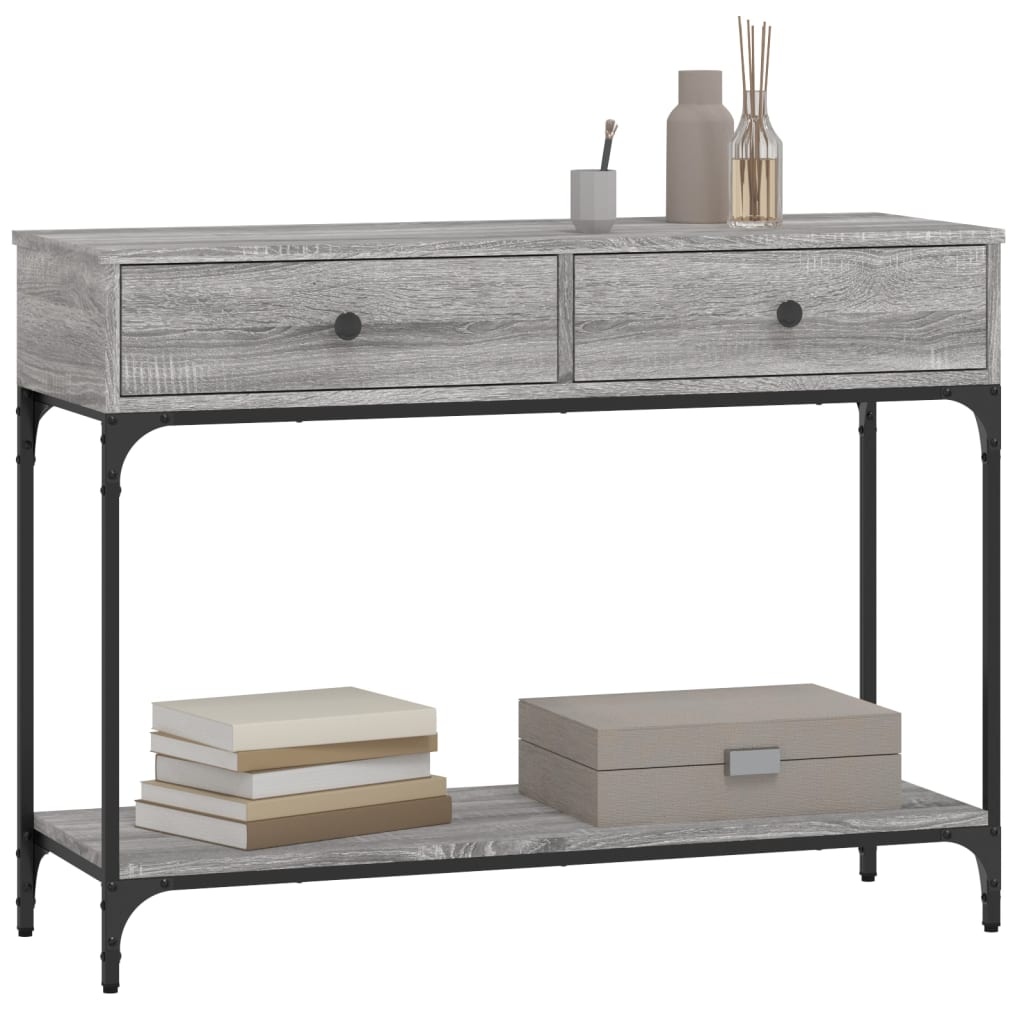 konsolbord 100x34,5x75 cm konstrueret træ grå sonoma-eg