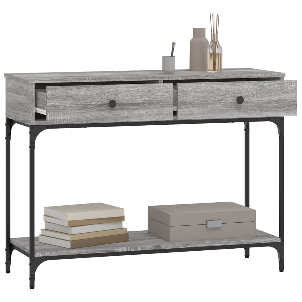 konsolbord 100x34,5x75 cm konstrueret træ grå sonoma-eg