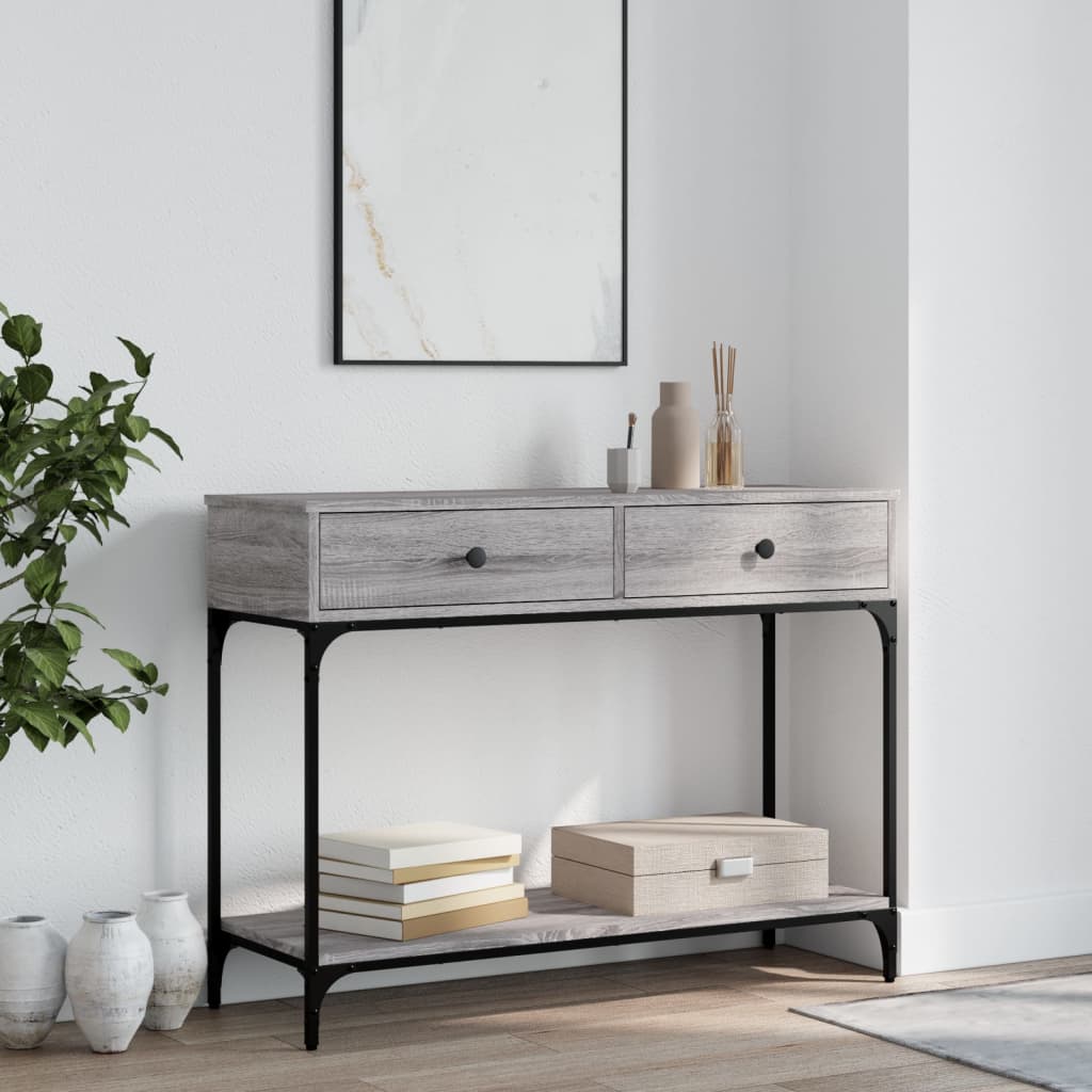 konsolbord 100x34,5x75 cm konstrueret træ grå sonoma-eg