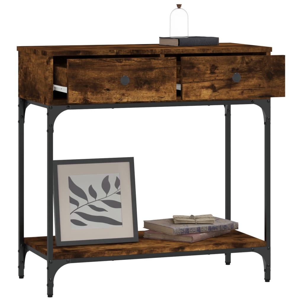 konsolbord 75x34,5x75 cm konstrueret træ røget egetræsfarve
