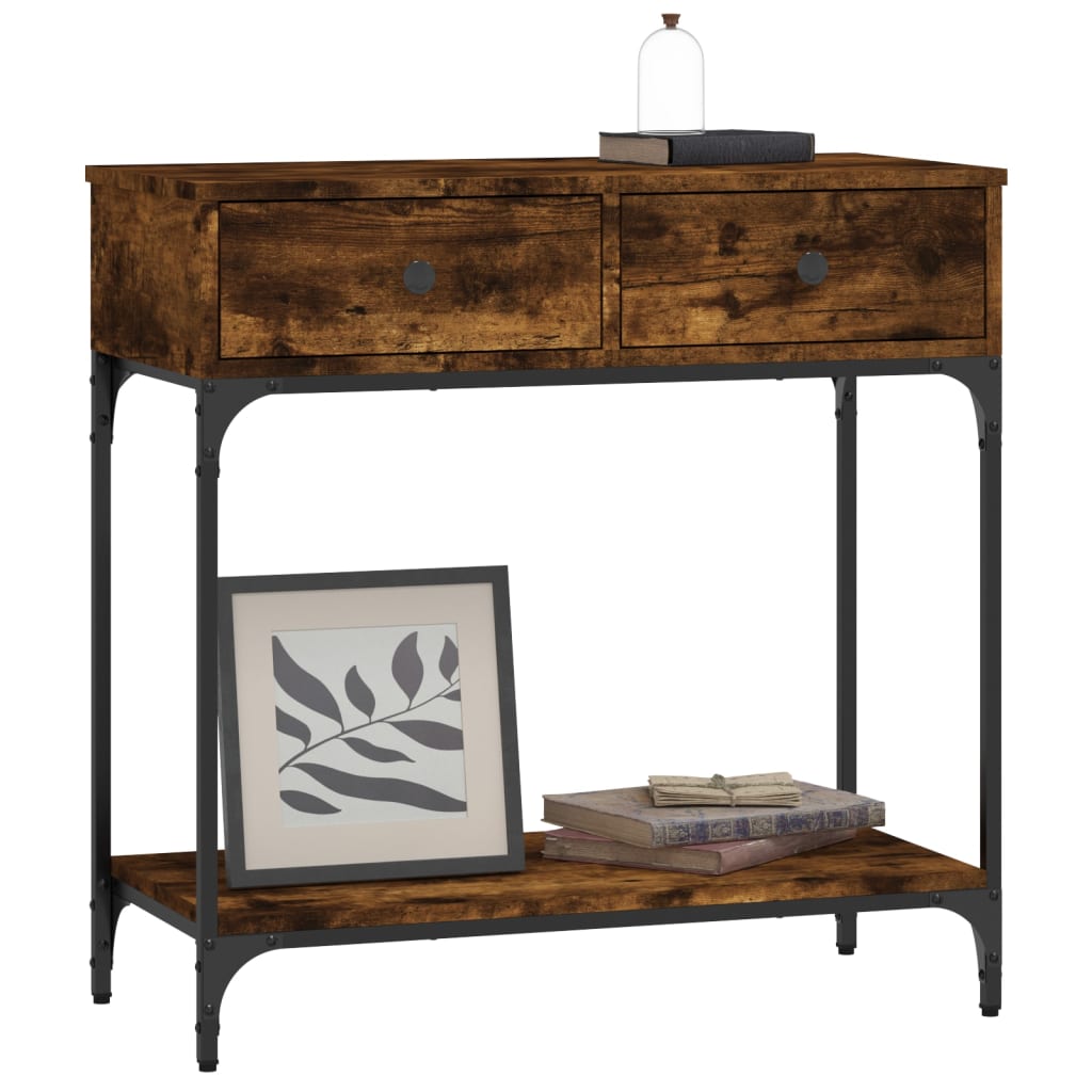 konsolbord 75x34,5x75 cm konstrueret træ røget egetræsfarve